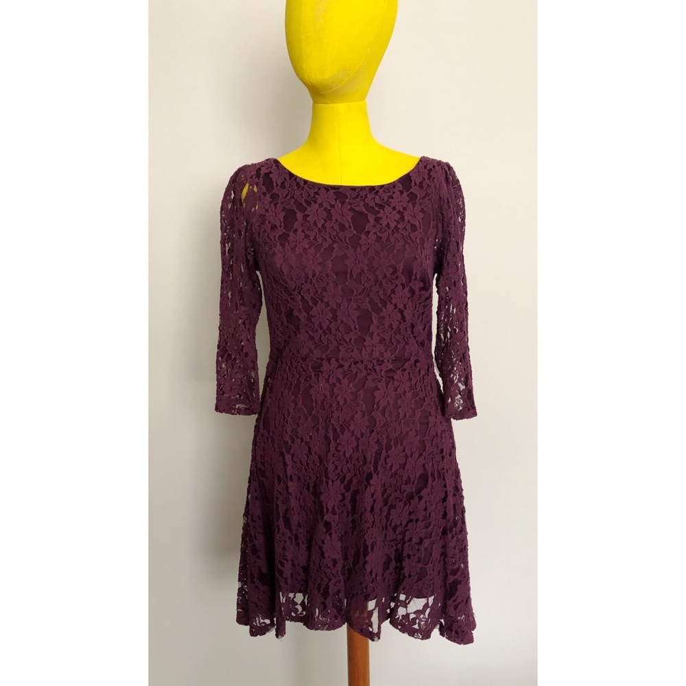 Burgundy Lace Skater Dress